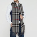 Cachecol Unissex Xadrez Clássico com Franjas para Inverno