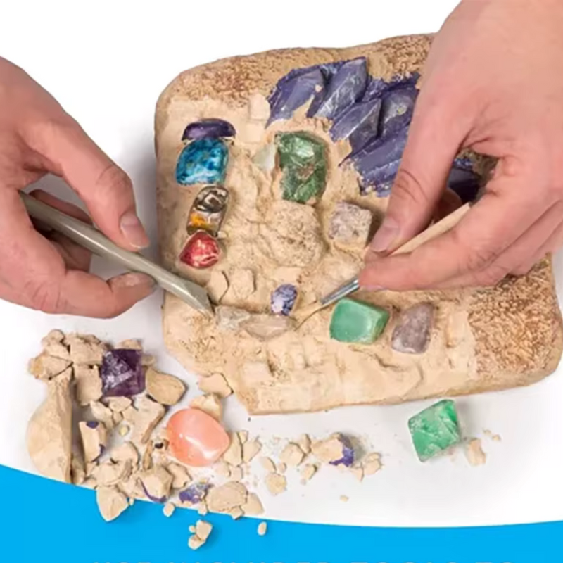Brinquedo Educativo de Escavação – Descubra Pedras Preciosas e Cristais