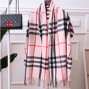 Cachecol Unissex Xadrez Clássico com Franjas para Inverno