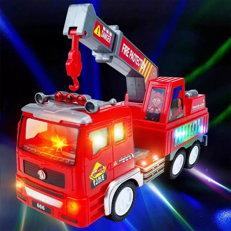 Caminhão de Bombeiro Brinquedo Infantil – Luzes 4D, Sirene Realista e Movimento Bate e Volta