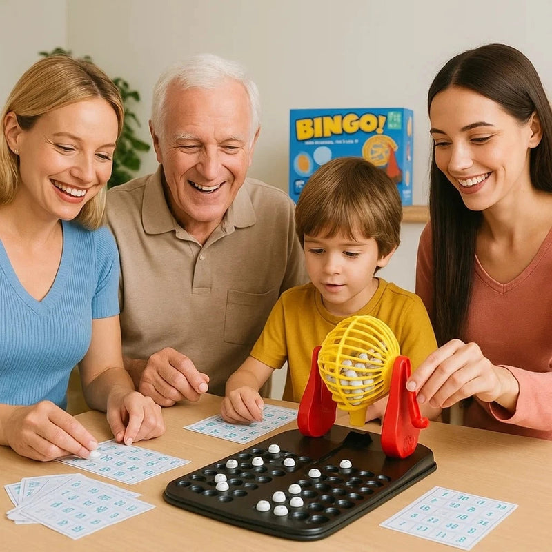 Jogo de Bingo Infantil com Globo Giratório – 48 Cartelas e 90 Bolinhas