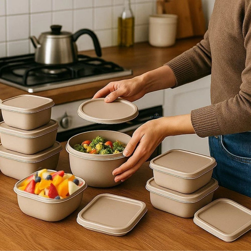 Kit 15 Potes Herméticos de Plástico com Tampa – Empilháveis e Resistentes para Armazenar Alimentos