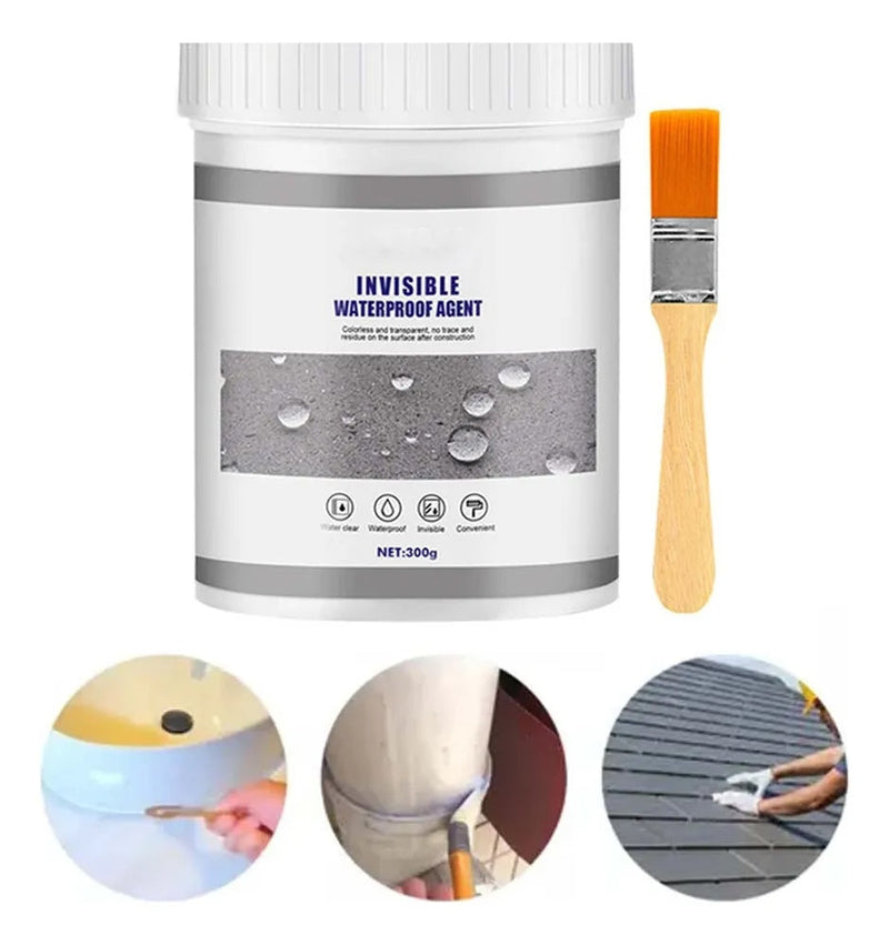 Selante Impermeabilizante Invisível 500g com Pincel – Revestimento Transparente Anti-Vazamento para Banheiros, Telhados e Paredes