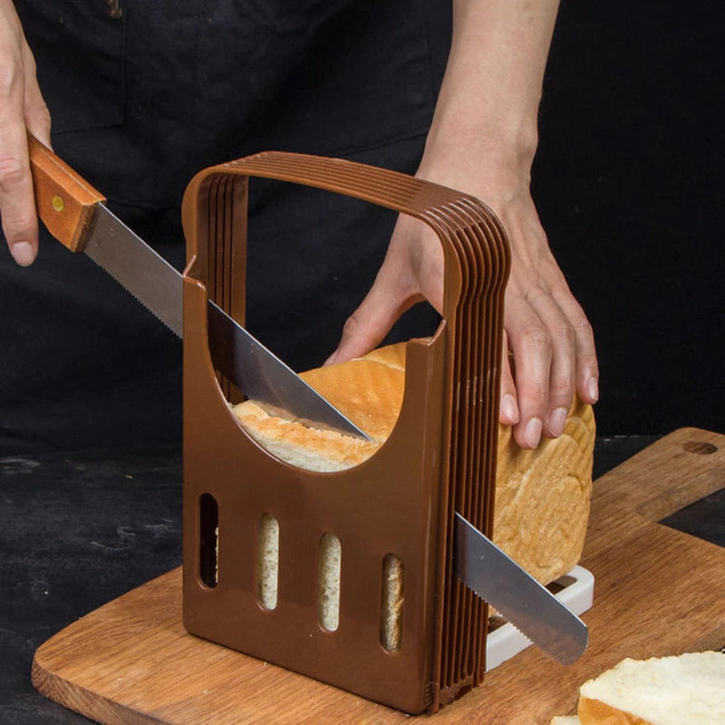 Suporte Guia de Corte para Pão – Fatiador Dobrável em Plástico para Pães Caseiros e Torradas